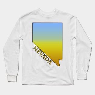 State of Nevada Desert Themed Outline Long Sleeve T-Shirt